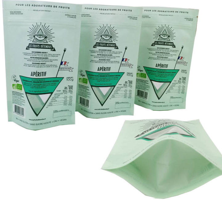 Biodegradable packaging autonomous stand up  zipper bag for nut dry fruit packaging bags
