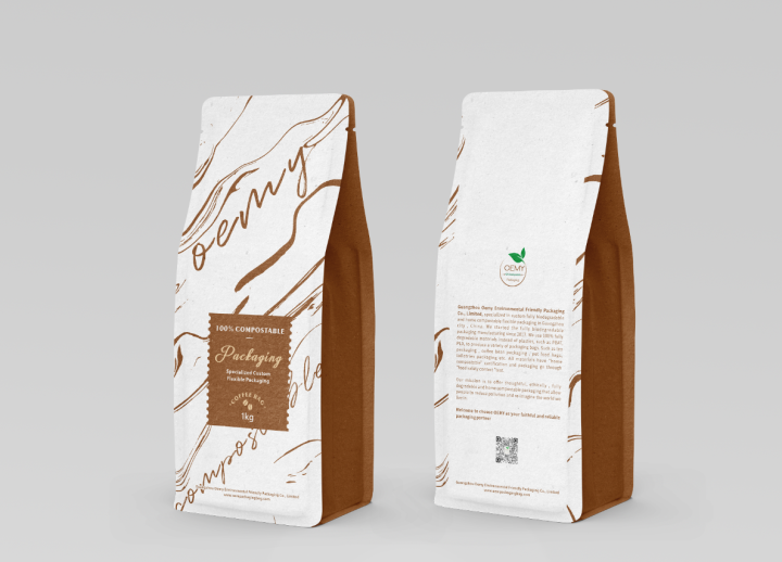 Custom home biodegradable coffee bag packaging for 1kg coffee   