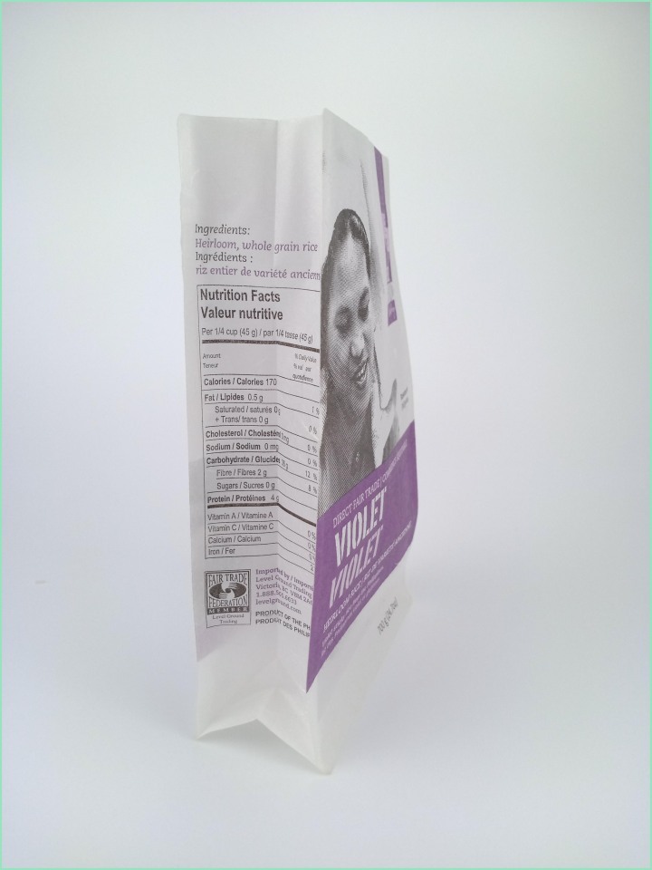 Custom paper transparent eight-sided sealed rice packaging bag