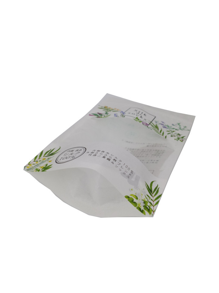 White kraft paper biodegradable stand up zipper eco friendly packaging bag