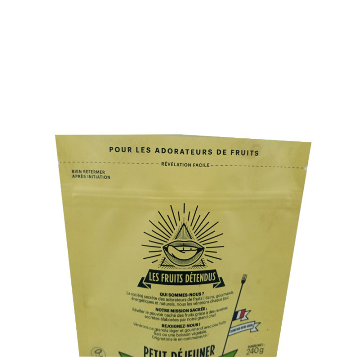 stand up zipper bag biodegradable kraft paper zipper dry fruit bag