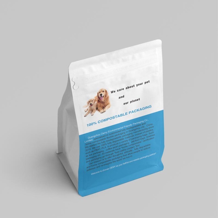 Custom biodegradable dog food packaging resealable bags
