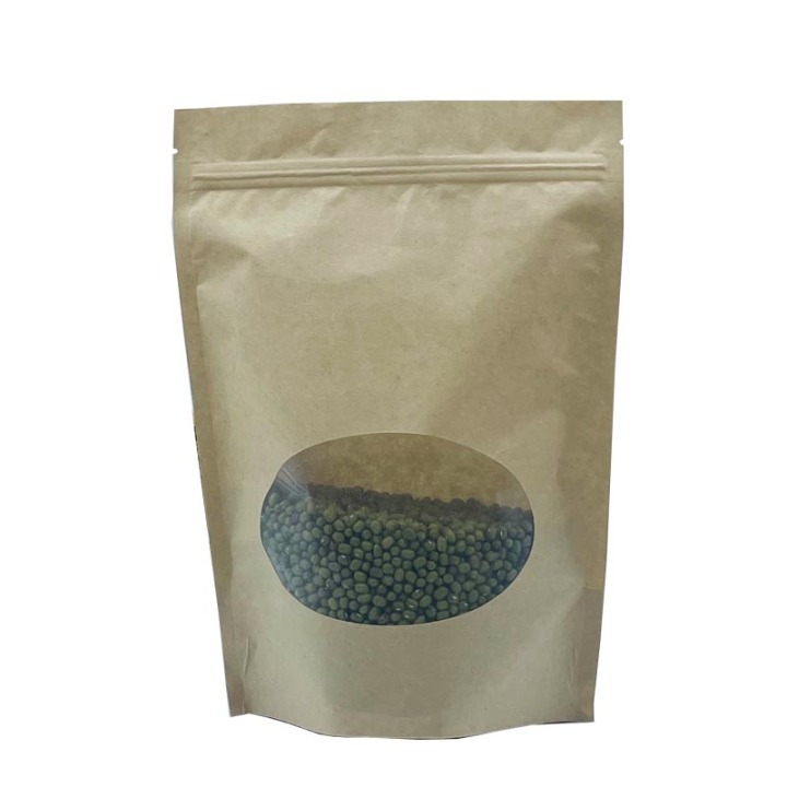 China supplier Kraft paper stand up zipper bag with window - OEMY