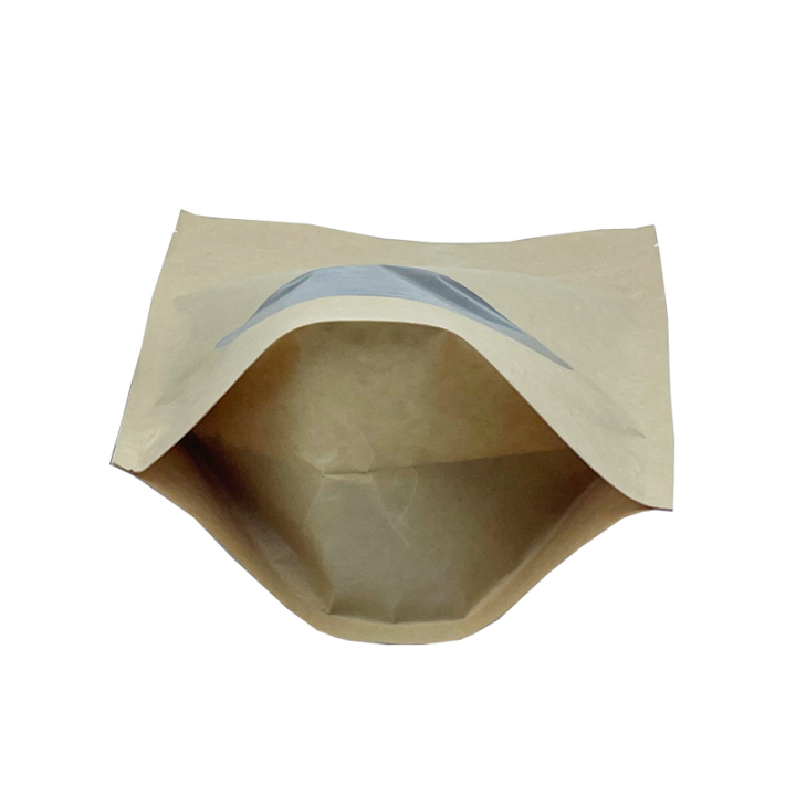 China supplier Kraft paper stand up zipper bag with window - OEMY