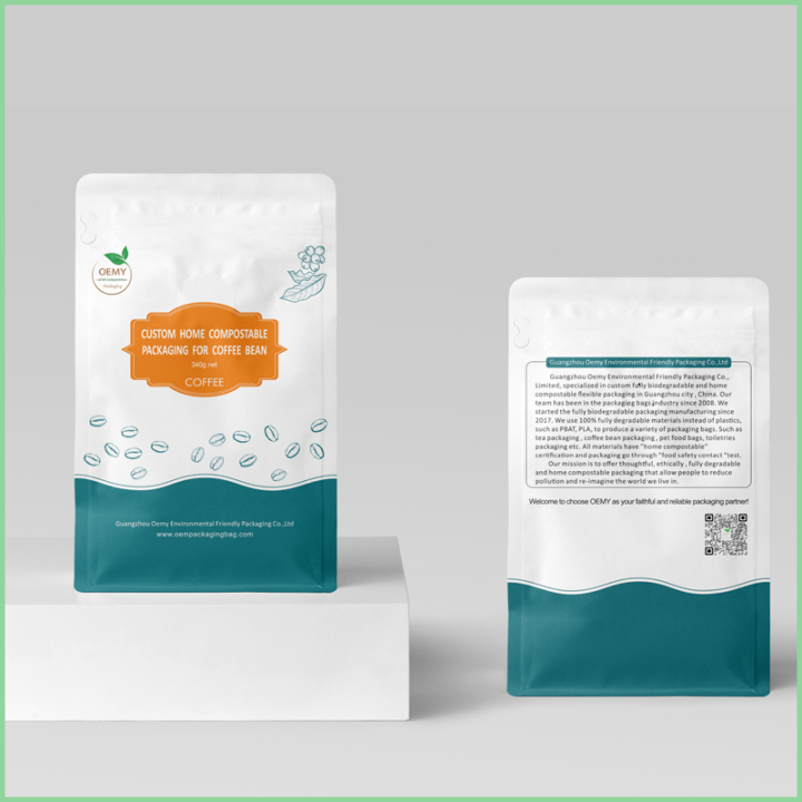custom home stand up pouch 340g biodegradable coffee pouches  