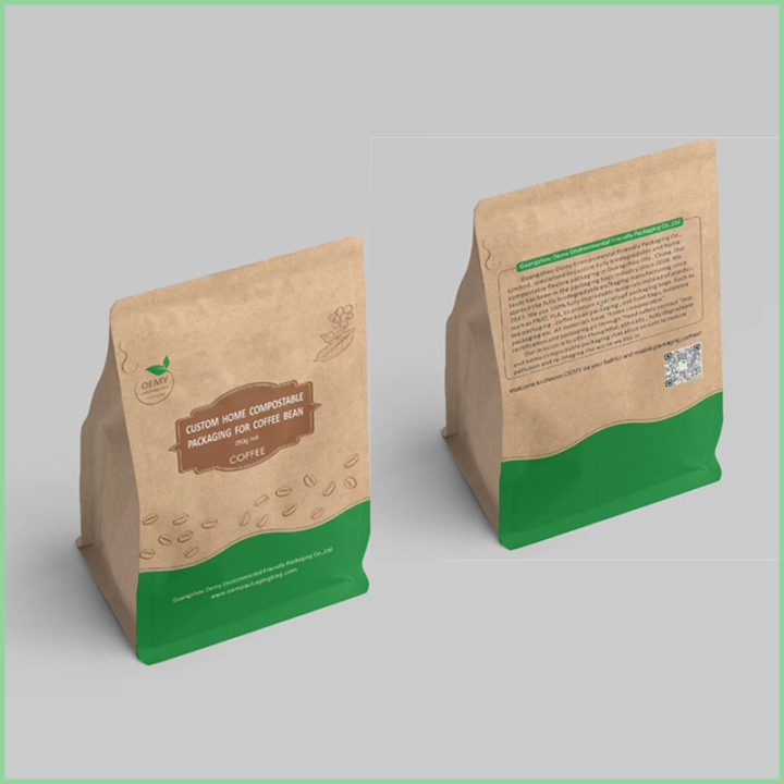 Eco Friendly 250g Compostable Coffee Bags with Biodegradable Valve  
