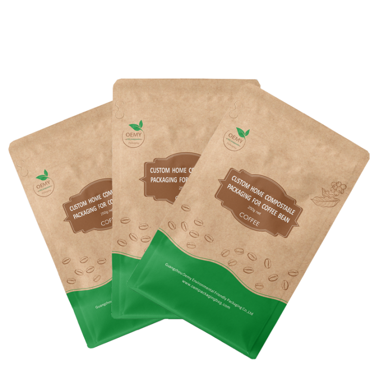 Eco Friendly 250g Compostable Coffee Bags with Biodegradable Valve  