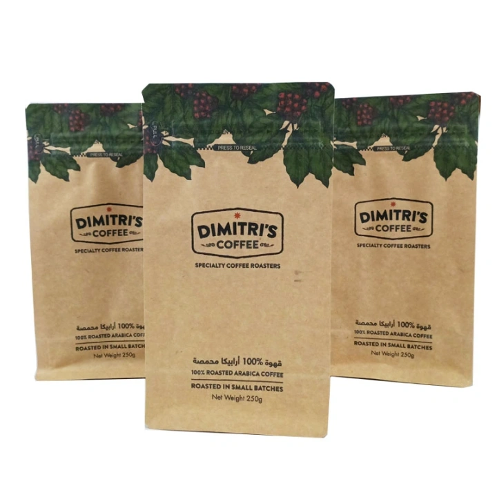 Custom Flat Bottom Pouches Compostable Kraft Paper Packaging Bags for Coffee Custom Flat Bottom Pouches Compostable Kraft Paper Packaging Bags  kraft paper packaging,compostable packaging bags,custom kraft paper pouches,flat bottom pouches,wholesale biodegradable packaging bags