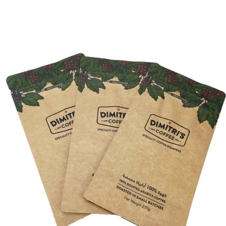 Custom Flat Bottom Pouches Compostable Kraft Paper Packaging Bags for Coffee Custom Flat Bottom Pouches Compostable Kraft Paper Packaging Bags  kraft paper packaging,compostable packaging bags,custom kraft paper pouches,flat bottom pouches,wholesale biodegradable packaging bags