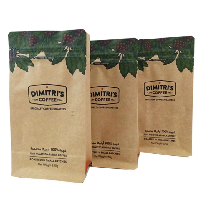 Custom Flat Bottom Pouches Compostable Kraft Paper Packaging Bags for Coffee Custom Flat Bottom Pouches Compostable Kraft Paper Packaging Bags  kraft paper packaging,compostable packaging bags,custom kraft paper pouches,flat bottom pouches,wholesale biodegradable packaging bags