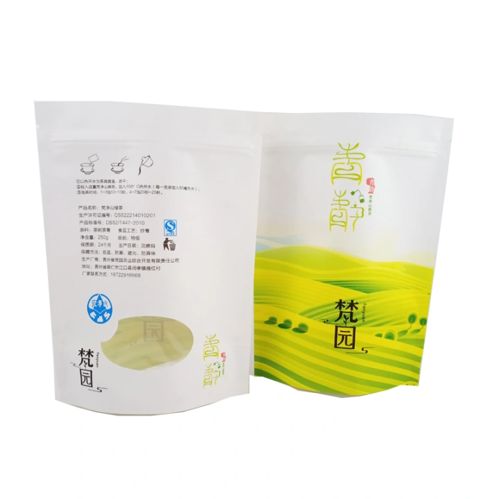 Compostable Tea Bags Stand Up Zipper Pouch Custom Sustainable Packaging  