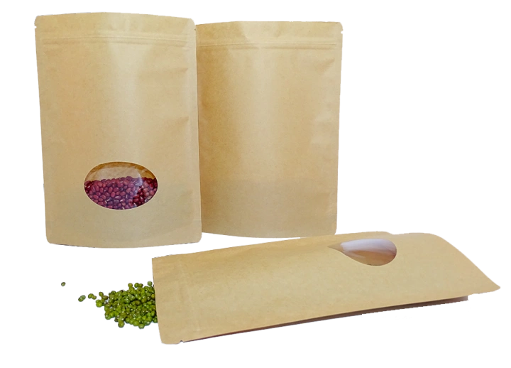 Wholesale Kraft Paper Bgas Stand-Up Pouches Food Packaging with Window  Wholesale Kraft Paper Bgas Stand-Up Pouches Food Packaging with Window  food packaging bags,kraft paper packaging bags,flexible packaging,stand-up pouches,food kraft paper packaging