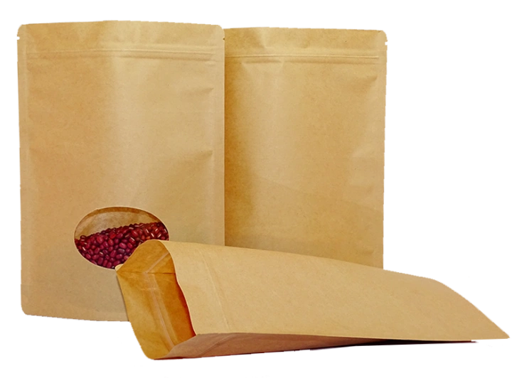 Wholesale Kraft Paper Bgas Stand-Up Pouches Food Packaging with Window  Wholesale Kraft Paper Bgas Stand-Up Pouches Food Packaging with Window  food packaging bags,kraft paper packaging bags,flexible packaging,stand-up pouches,food kraft paper packaging
