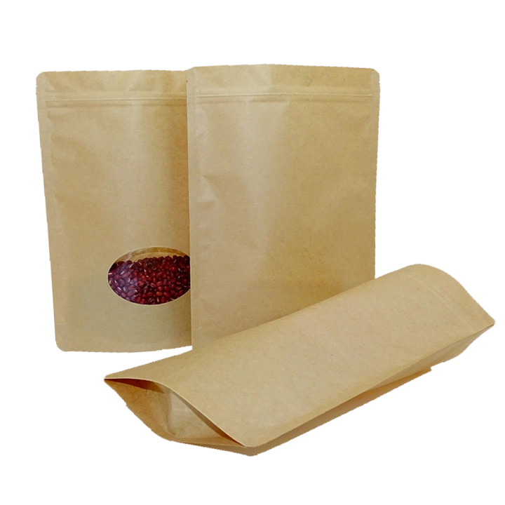 Wholesale Kraft Paper Bgas Stand-Up Pouches Food Packaging with Window  Wholesale Kraft Paper Bgas Stand-Up Pouches Food Packaging with Window  food packaging bags,kraft paper packaging bags,flexible packaging,stand-up pouches,food kraft paper packaging