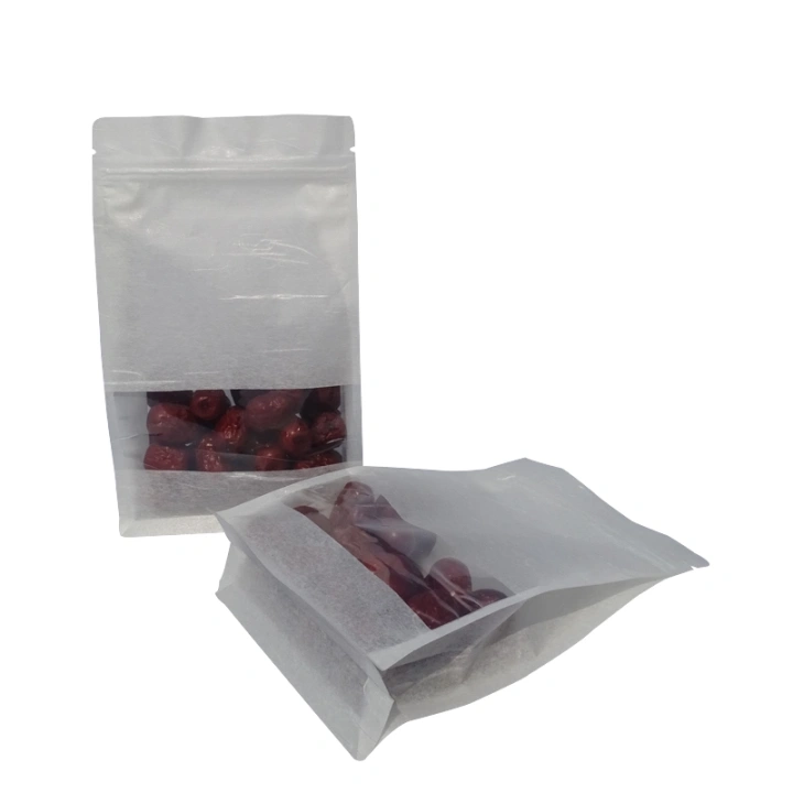 Sustainable Compostable Bags Custom Flat Bottom Pouches with Transparent Window  Compostable Food Bags Flat Bottom Pouches with Transparent Window  food packaging bags,custom packaging bags,compostbale bags,flat bottom pouches,flexible packaging