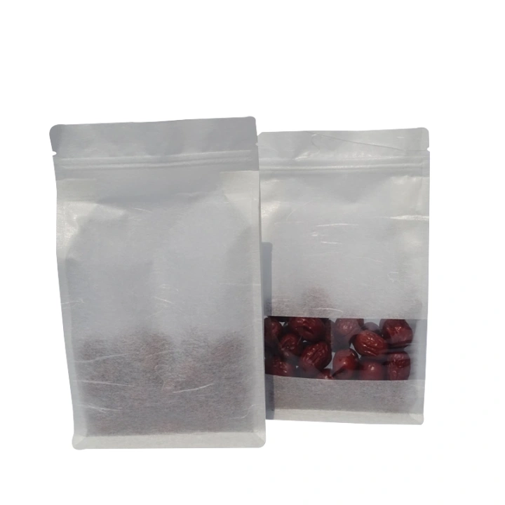 Sustainable Compostable Bags Custom Flat Bottom Pouches with Transparent Window  Compostable Food Bags Flat Bottom Pouches with Transparent Window  food packaging bags,custom packaging bags,compostbale bags,flat bottom pouches,flexible packaging