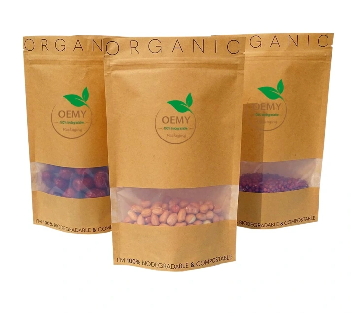 Wholesale Durable Kraft Paper Pouches Food-grade Packaging with transparent window Wholesale Durable Kraft Paper Pouches Food-grade Packaging with window Kraft paper packaging,compostable packaging,food packaging,biodegradable bags,flexible packaigng