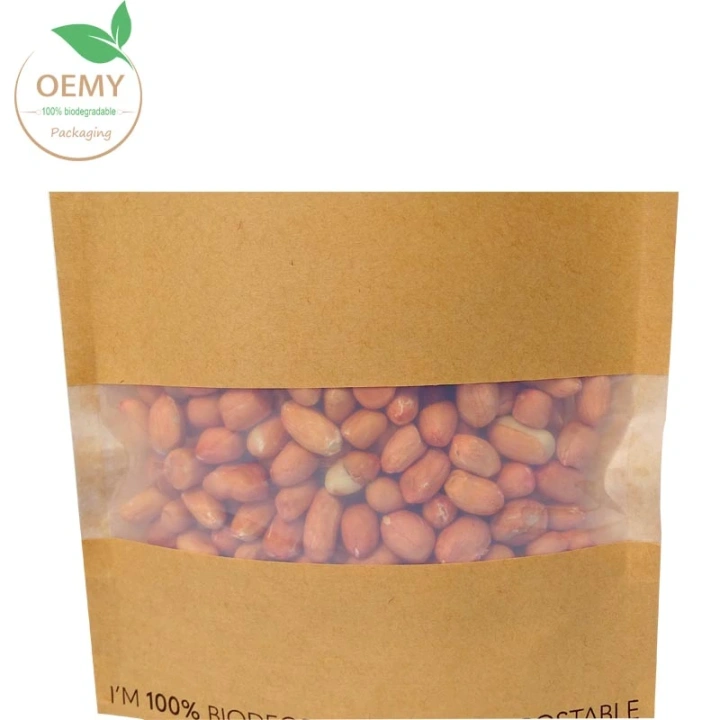 Wholesale Durable Kraft Paper Pouches Food-grade Packaging with transparent window Wholesale Durable Kraft Paper Pouches Food-grade Packaging with window Kraft paper packaging,compostable packaging,food packaging,biodegradable bags,flexible packaigng