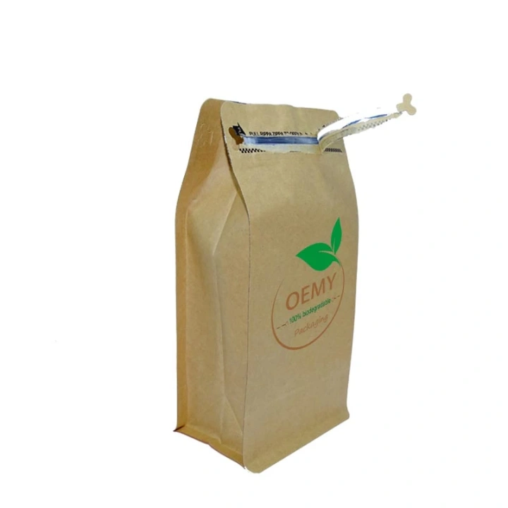 Flat Bottom Kraft Zipper Bag Biodegradable Paper Packaging  