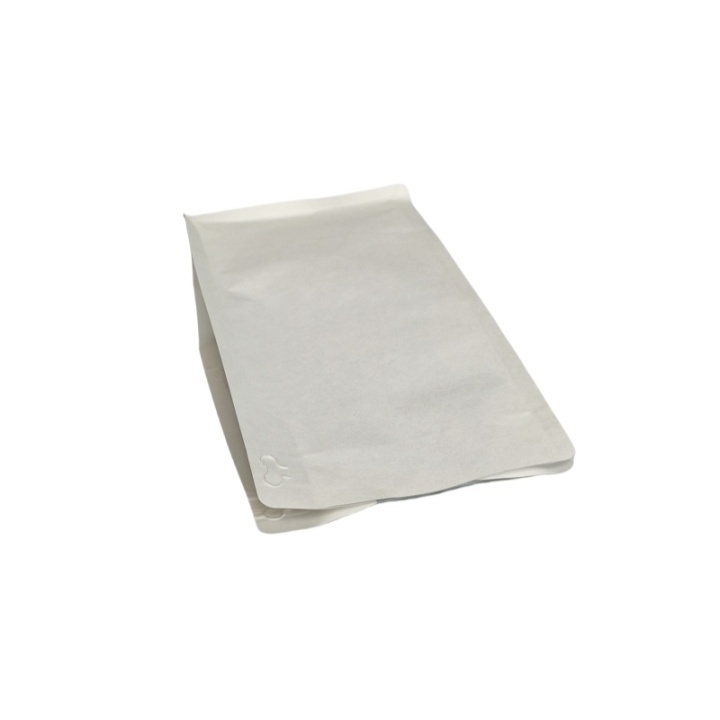 Biodegradable Flat Bottom Coffee Pouches White Kraft Material  