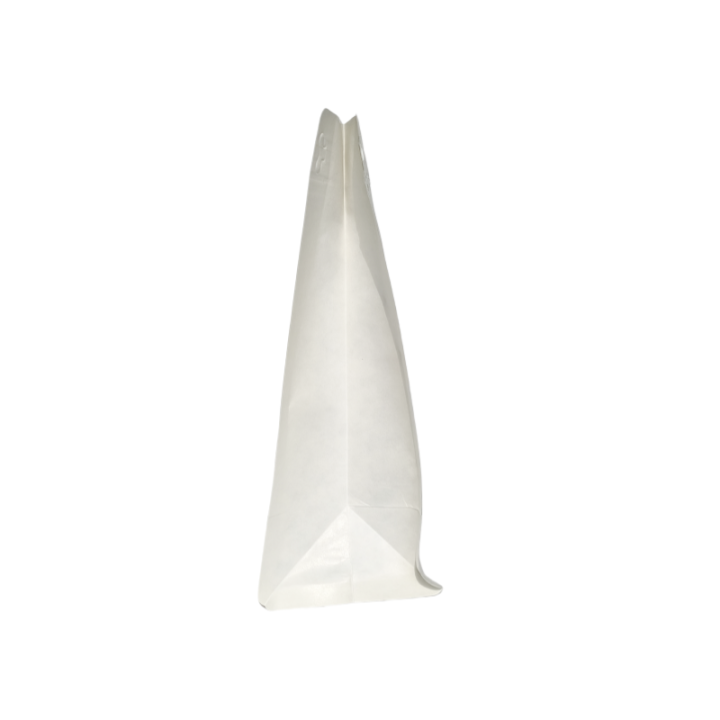 Biodegradable Flat Bottom Coffee Pouches White Kraft Material  