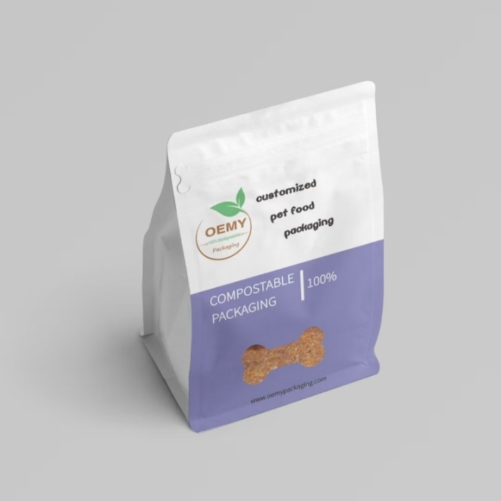 Custom Flexible Packaging Biodegradable Flat Bottom Pouches for Pet Food Custom Flexible Packaging Biodegradable Flat Bottom Pouches  biodegradabel pouch,pet food packaging,compostable bags,flat bottom pouch,food packaging