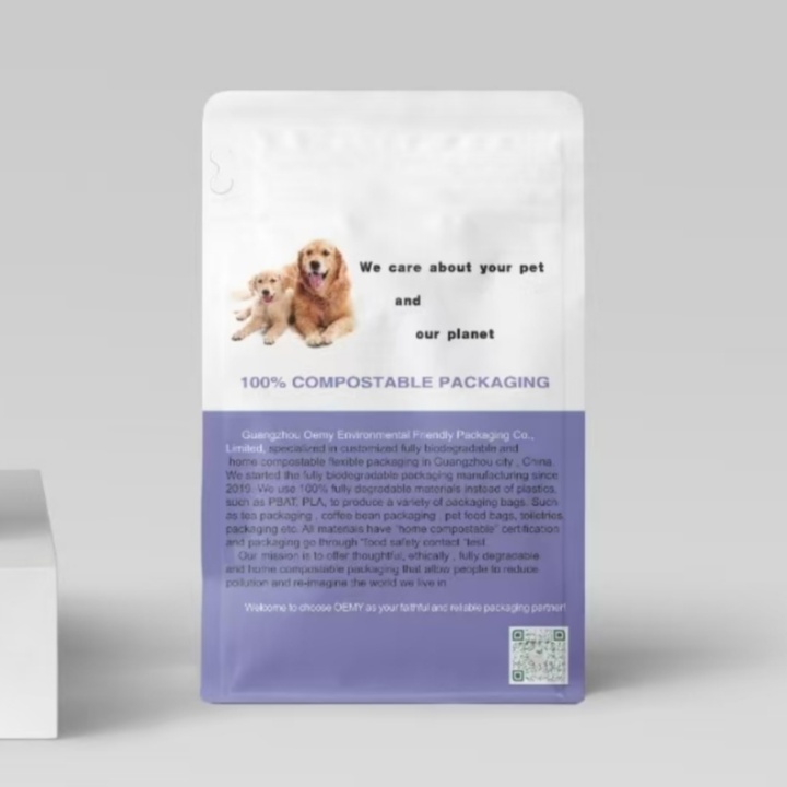 Custom Flexible Packaging Biodegradable Flat Bottom Pouches for Pet Food Custom Flexible Packaging Biodegradable Flat Bottom Pouches  biodegradabel pouch,pet food packaging,compostable bags,flat bottom pouch,food packaging