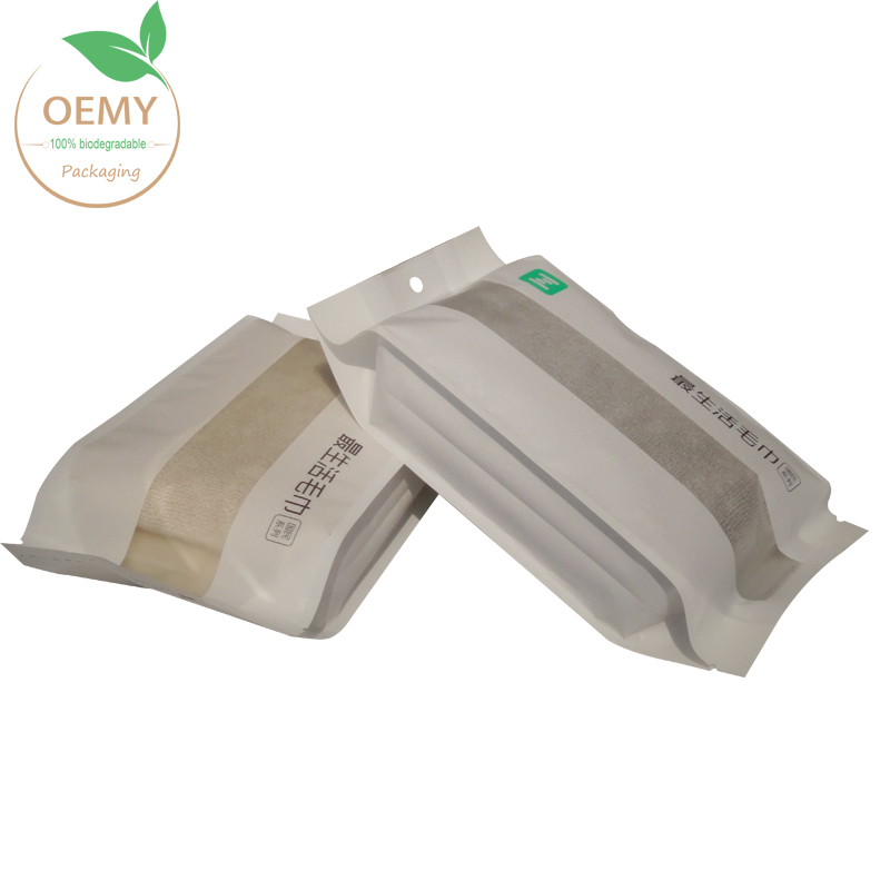  custom packaging bags apparel clothing four side sealing pouch gusset biodegradable for towel - OEMY custom packaging clothing biodegradable packaging bags for towel. biodegradable packaging bag,custom packaging clothing