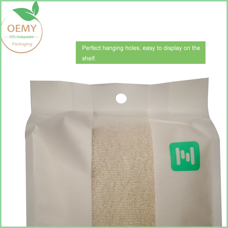  custom packaging bags apparel clothing four side sealing pouch gusset biodegradable for towel - OEMY custom packaging clothing biodegradable packaging bags for towel. biodegradable packaging bag,custom packaging clothing