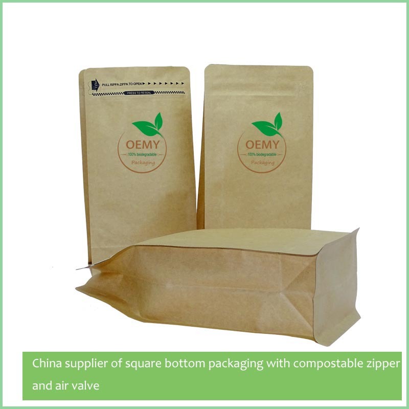 Eight sided sealed kraft zipper bag biodegradable paper packaging bag - OEMY  kraft zipper bag,paper packaging bag