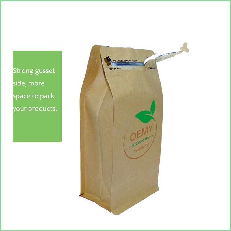 Eight sided sealed kraft zipper bag biodegradable paper packaging bag - OEMY  kraft zipper bag,paper packaging bag