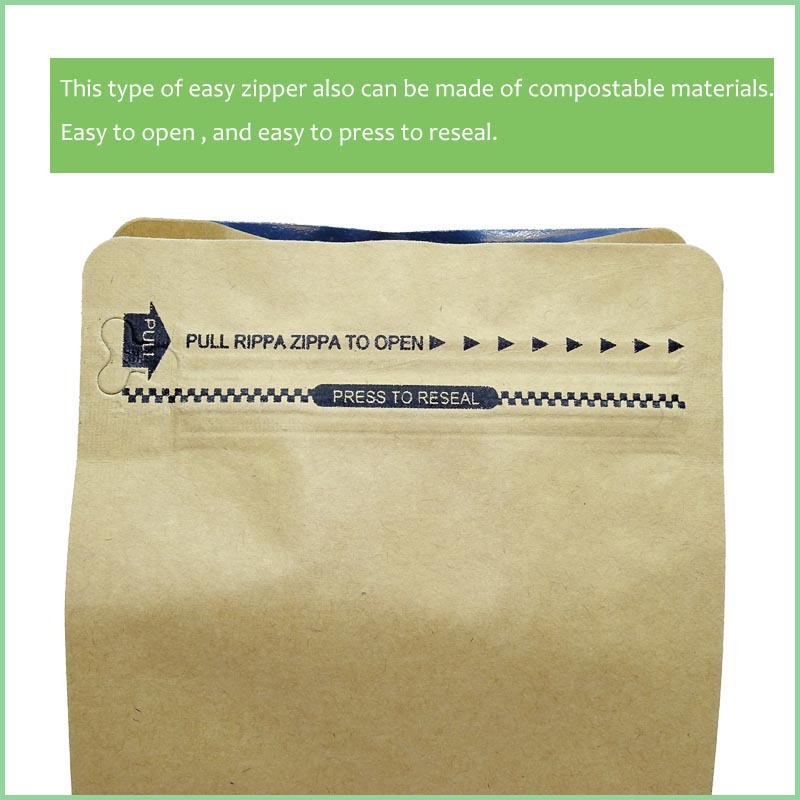 Eight sided sealed kraft zipper bag biodegradable paper packaging bag - OEMY  kraft zipper bag,paper packaging bag