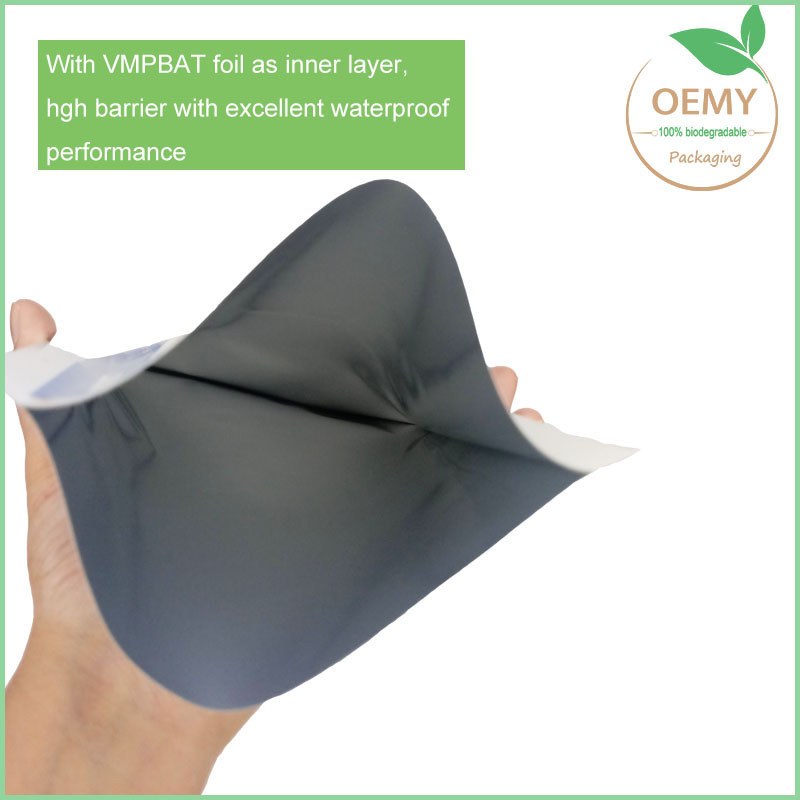 High barrier three side sealed eco friendly packaging biodegradable bag Custom biodegradable eco friendly packagingbags eco friendly packaging,biodegradable packaging