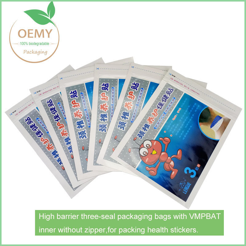 High barrier three side sealed eco friendly packaging biodegradable bag Custom biodegradable eco friendly packagingbags eco friendly packaging,biodegradable packaging