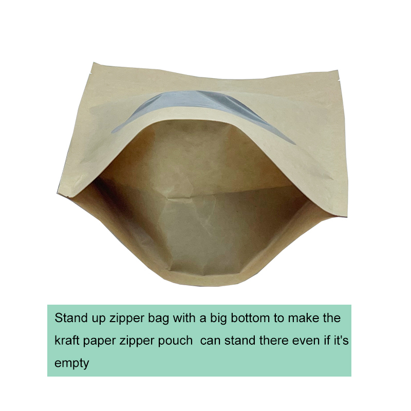 China supplier Kraft paper stand up zipper bag with window - OEMY  stand up zipper bag,biodegradable ziplock bags,Kraft paper zipper pouch