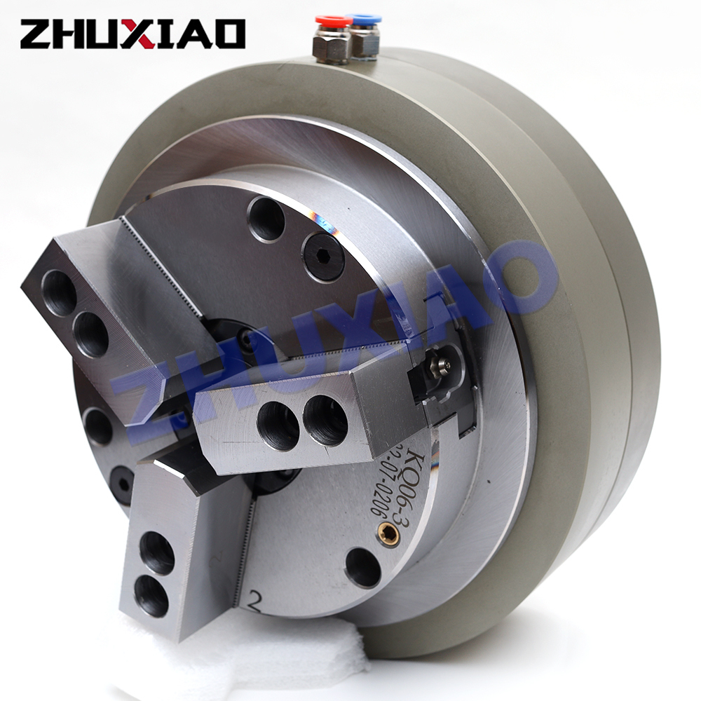 ZHUXIAO 4/5/6/8/10/12/15 inch Hollow Pneumatic Lathe Chuck 3 Jaw