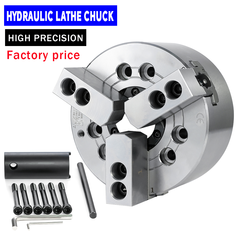 ZHUXIAO High-precision Hollow hydraulic Lathe chuck 3 jaw lathe oil chuck 5/6/8/10/12/15/24 inch for CNC machine tool lathe clamp with flangefor CNC lathe pneumatic collet chuck air chuck 3 jaw dill milling chuck jaws