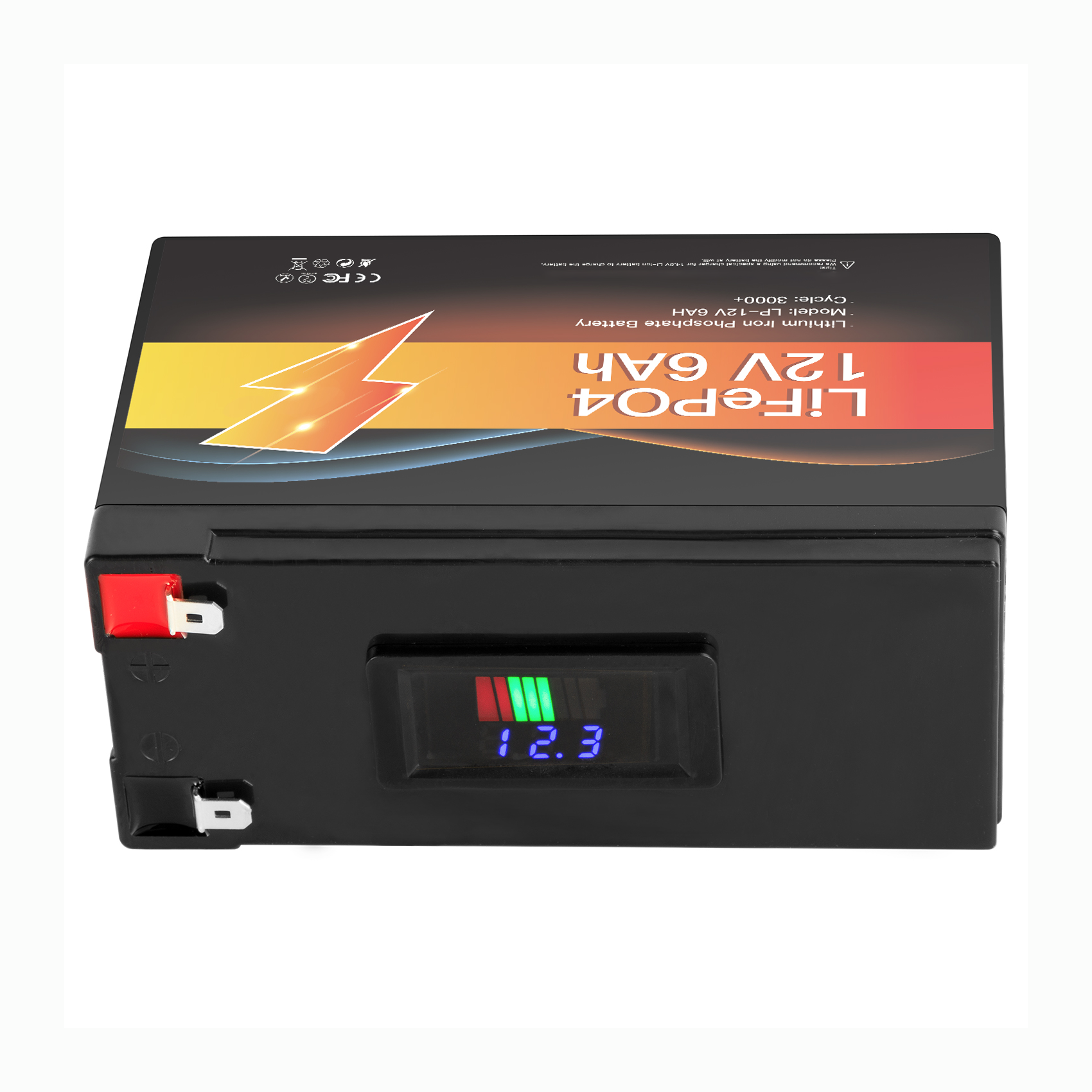 12V 6Ah Lithium Battery Pack Rechargeable LiFePO4 Battery Pack With LCD Display