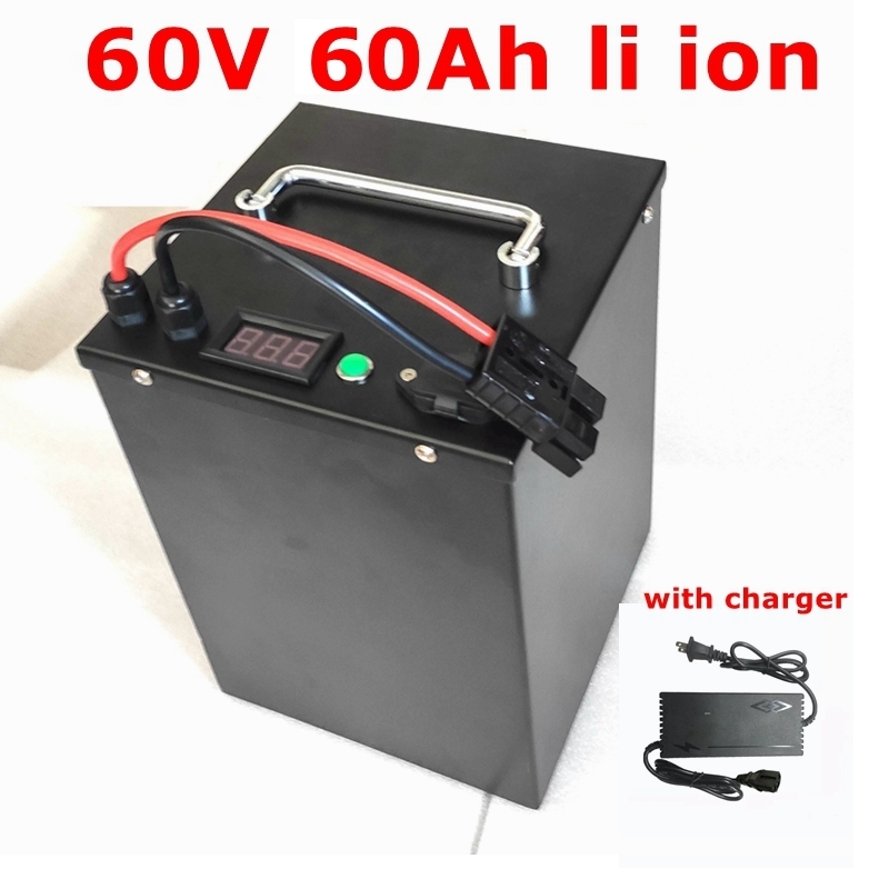FS 60v 60ah lithium ion battery BMS 16s li ion for 6000W bike Tricycle scooter motorcycle Lead acid replacement + 10A charger