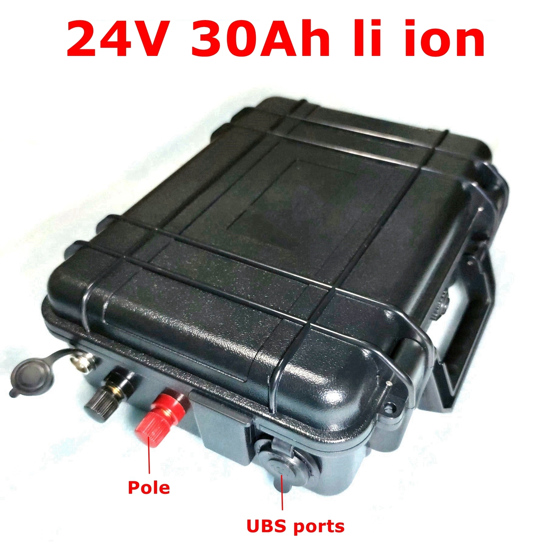 FS waterproof Lithium 24V 30AH Li ion with USB ports ABS case for Wheelchair Cruiser Outdoor industrial equipment +5A charger