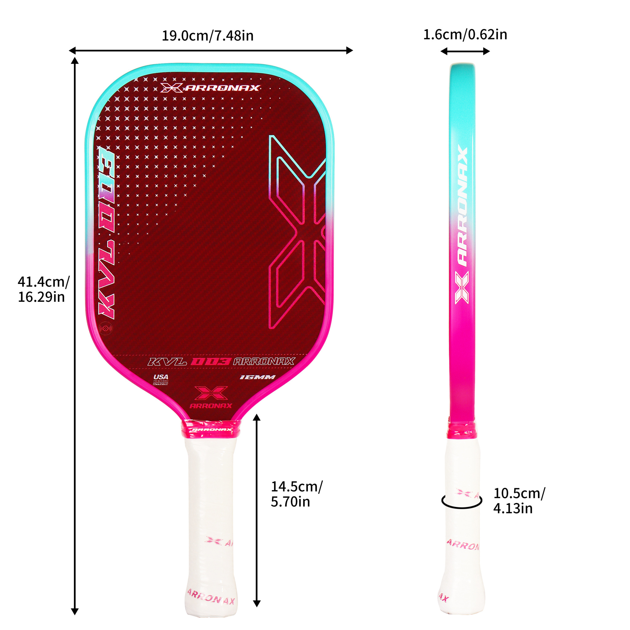 KVL003 Pickleball Paddle: 16mm Kevlar Core, USAPA Certified