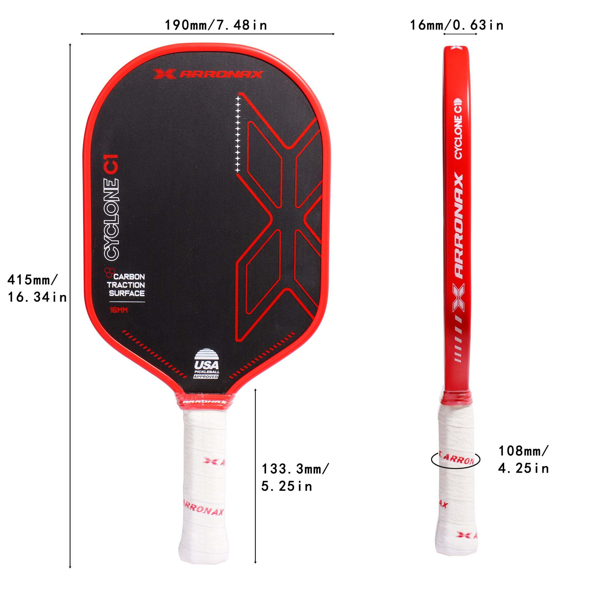 ARRONAX SPEED X1 ピックルボール パドル エッジレス レッド 白