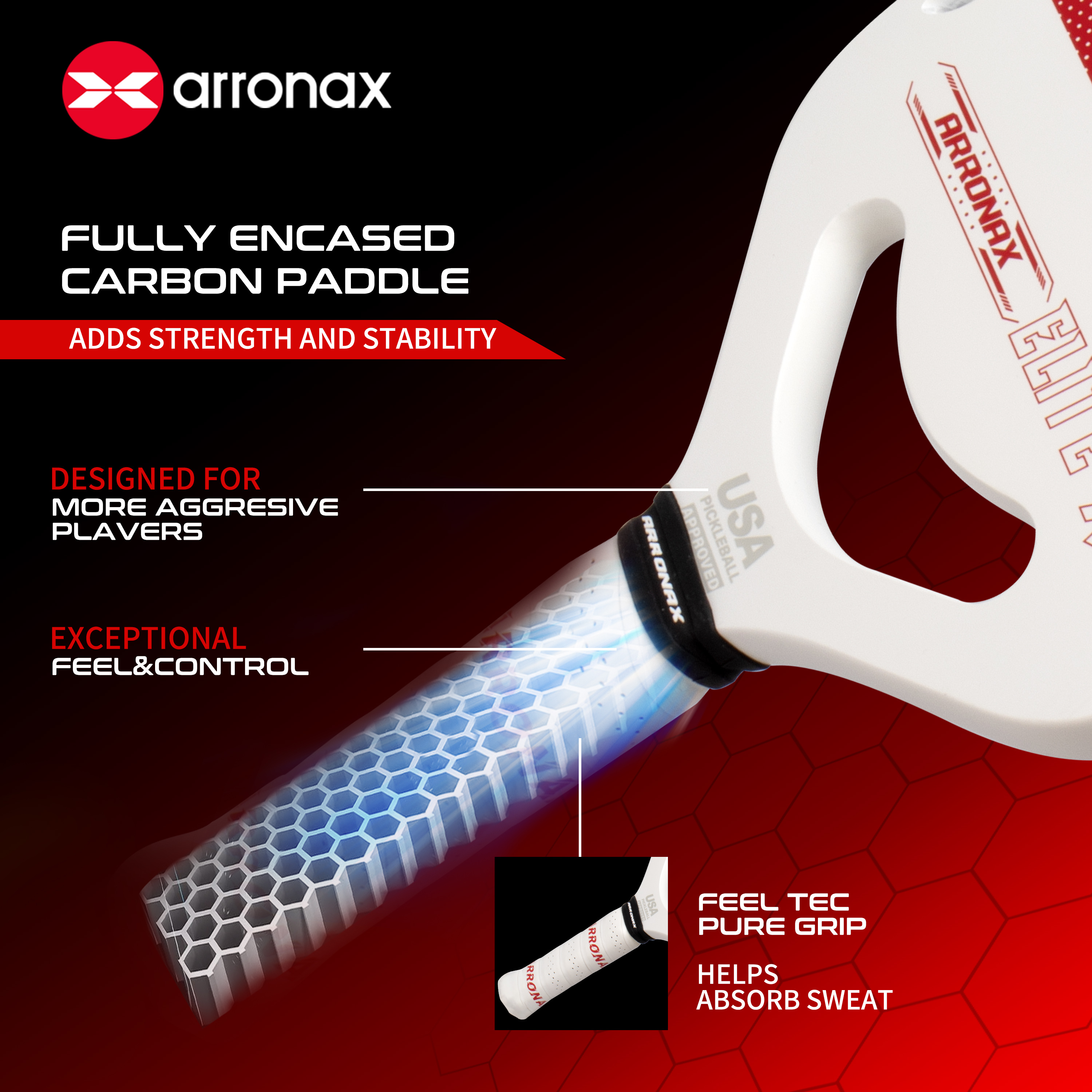 ピックルボール パドル ARRONAX エッジレス 白い 赤い 【公式通販】