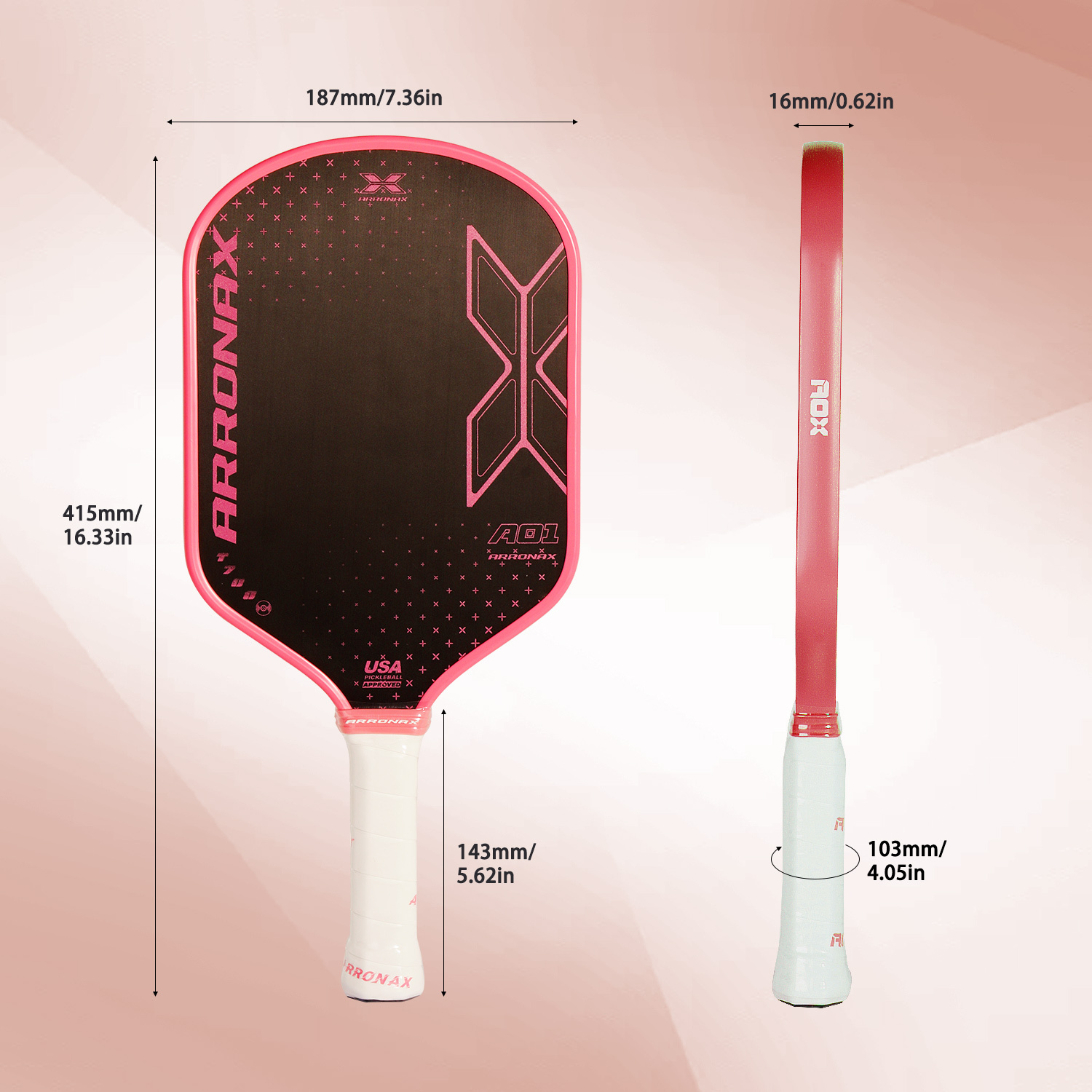 Arronax AO1 T700 Carbon Friction NFC Pickelball Paddle