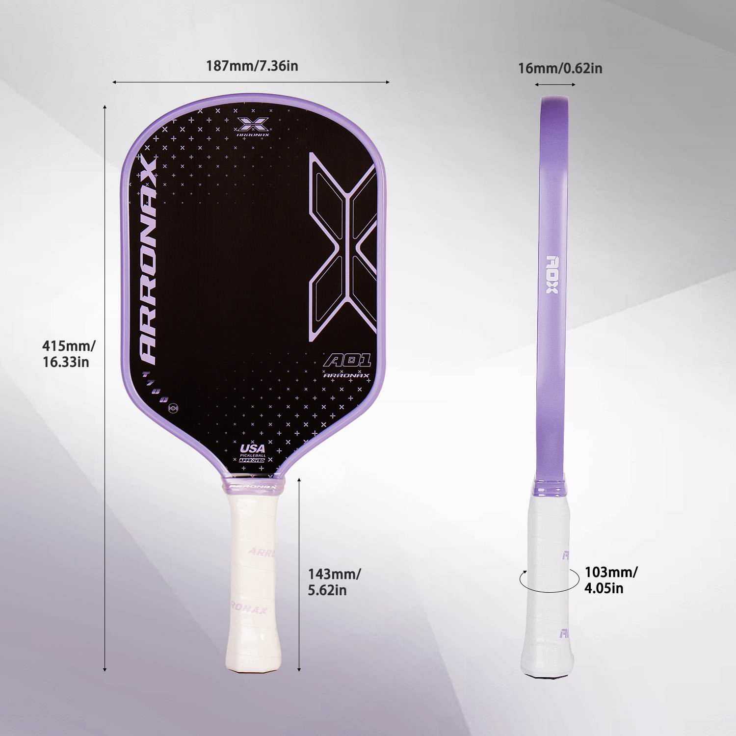 Arronax AO1 T700 Carbon Friction NFC Pickelball Paddle