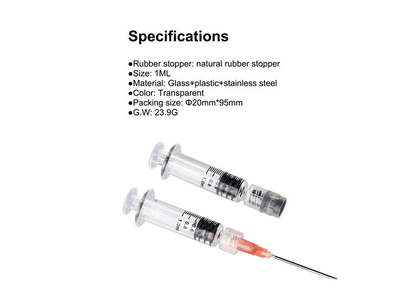 LTQ Vapor 1ML Luer Lock Glass Syringe with syrince needle and measurement mark tip