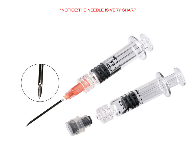 LTQ Vapor 1ML Luer Lock Glass Syringe with syrince needle and measurement mark tip