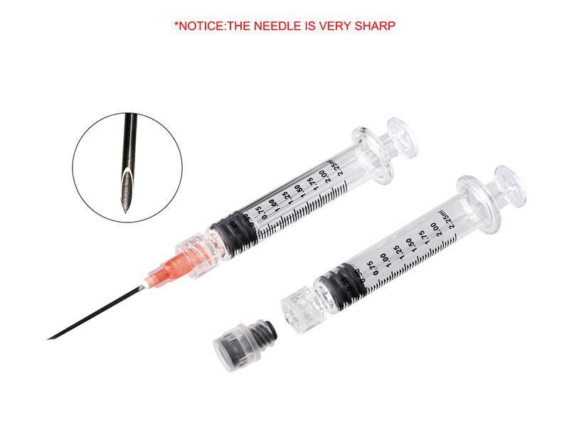 LTQ Vapor 2ML Luer Lock Glass Syringe with syrince needle and measurement mark tip