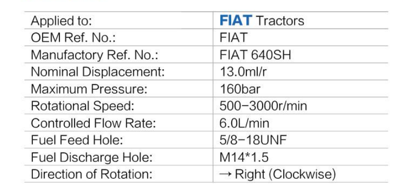 SHYNPO Hydraulic Pumps OEM FIAT 640SH
