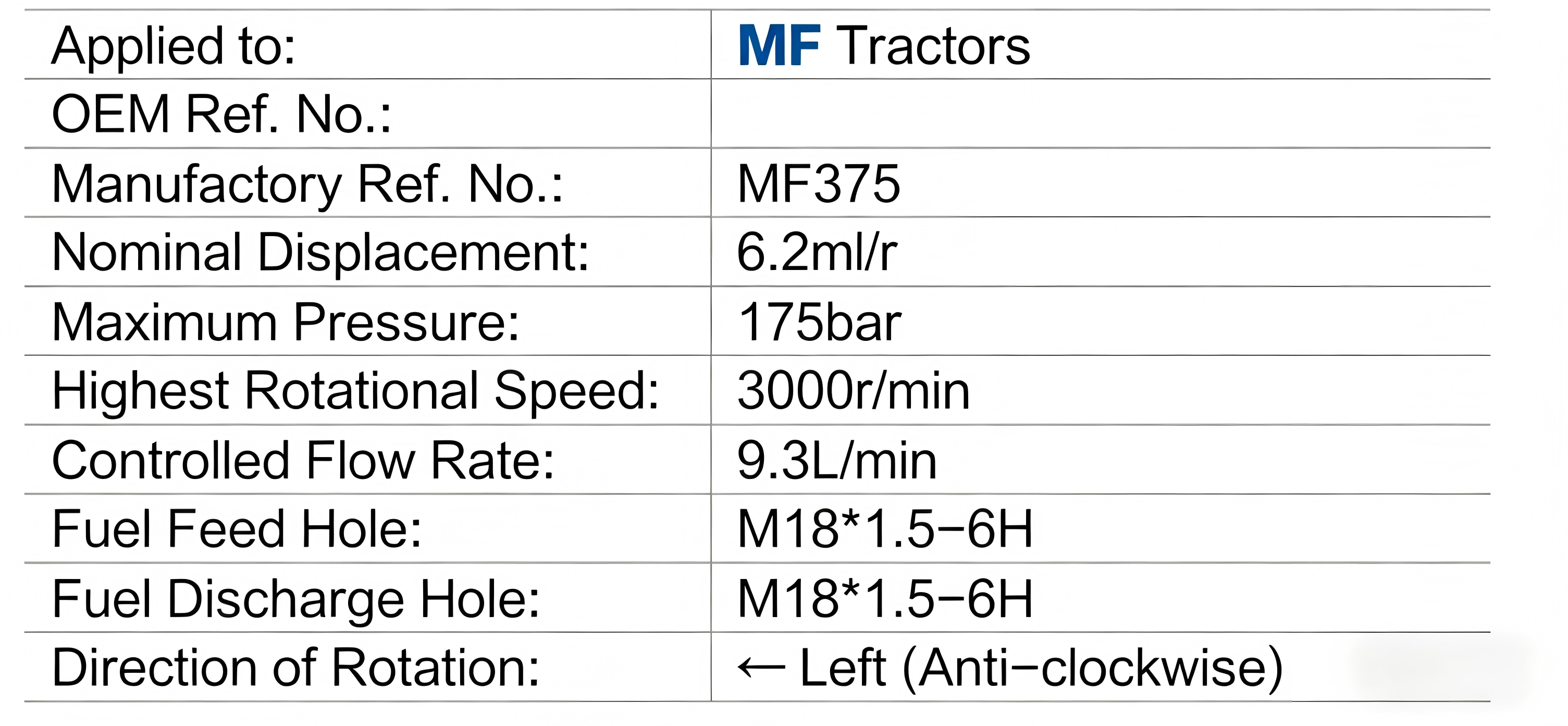 SHYNPO Hydraulic Pumps OEM Tractors MF375